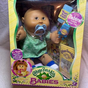 Vintage 2004 Cabbage Patch Kids Babies Doll NIB, Play Along CPK Boy Wilmer Yuri Green Fish Shirt, New In Box Collectible Toy