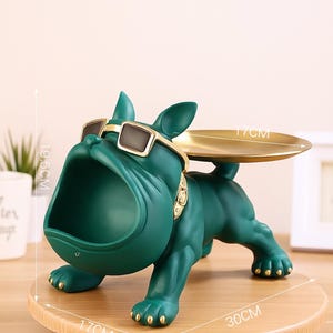 Resin Bulldog Statue: Modern Home Decor Organizer