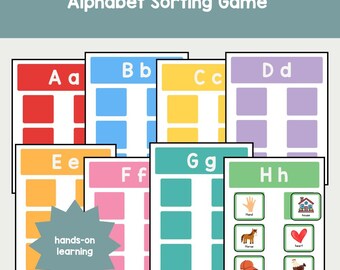 Alphabet Letter & Word Sorting Cards: Phonics Game for Preschool (Printable Digital Download