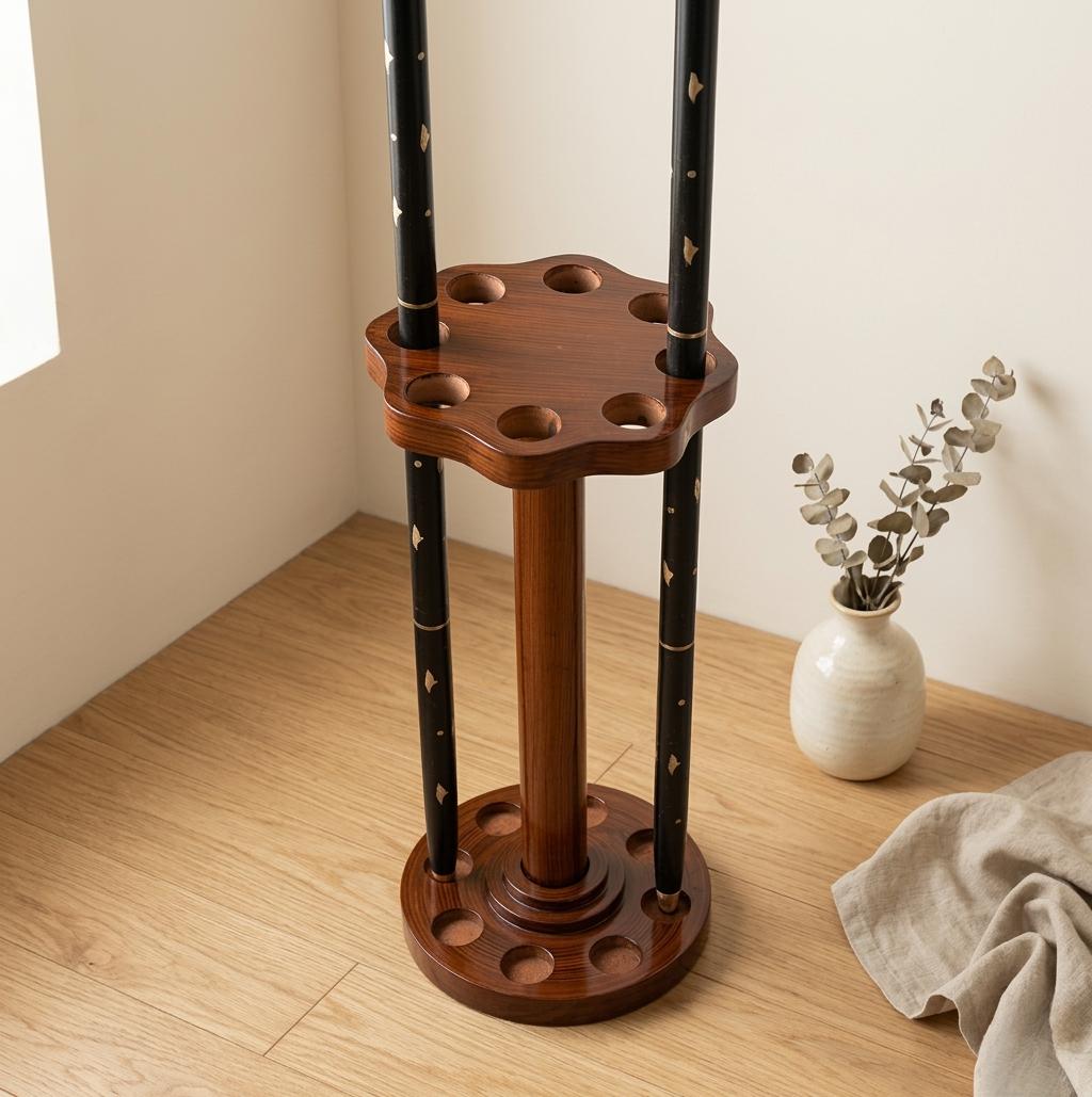 Porte Canne à Pêche Vintage Années 50 En Cuir Patiné - Décoration Cabine
