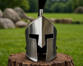 Casco espartano Leonidas con acabado plateado hecho a mano / Armadura para cosplay