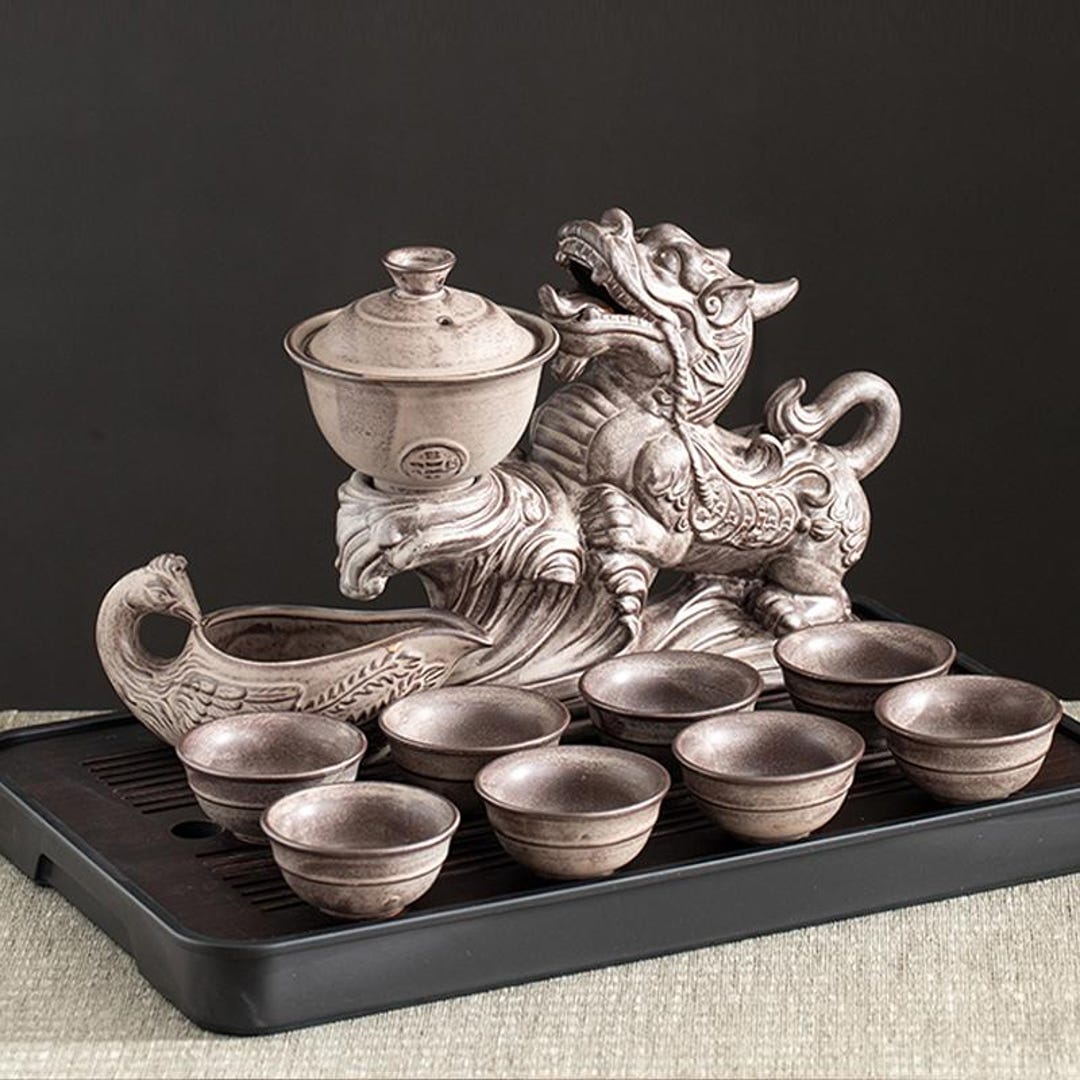 Ceramic Automatic Tea Set | Ceramic Rotating Teapot | Automatic Tea ...