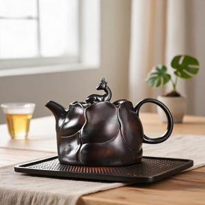 Bule de barro roxo feito à mão, bule de chá chinês estilo Gongfu, utensílios de chá artesanais Zisha, bule com botão em formato de dragão