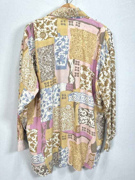 Vintage 90s Cache Artsy Beaded Patchwork Blouse W… - image 7