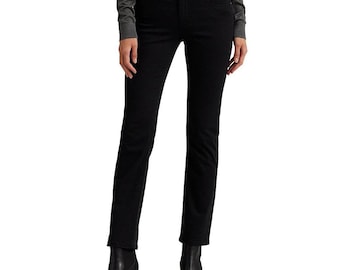 Lauren Ralph Lauren Premier Shape Straight Jeans Womens 10x32 Stretch Black NWT