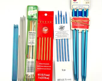 Vintage Boye Clover Knitting Needle Lot Bamboo Aluminum DPN Single Point 6-10"