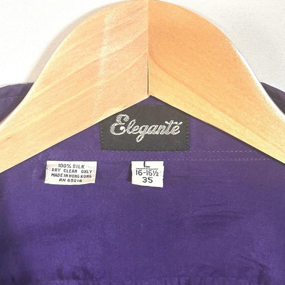 Vintage Elegante Silk Shirt: 1970s Purple Dress S… - image 5