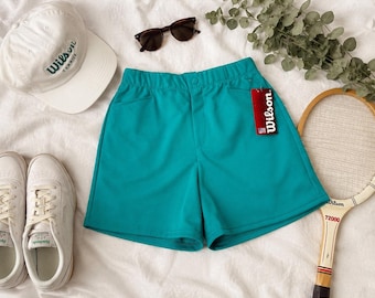 Vintage Wilson Tennis Shorts Womens Large 90s Retro Pickleball Teal Blue USA NWT