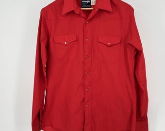 Chemise Vintage Express Rider Snap – Homme Taille L – Bloc Rouge & Noir – Style Cowboy Rodéo