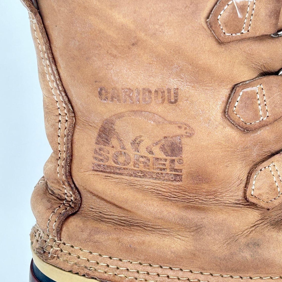 Vtg Sorel Caribou Snow Duck Boots Men's 9 Tan Leather Wool Lined Kaufman Canada, photo 3 of 5