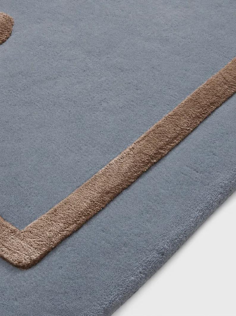 Moderno tappeto floreale in lana e seta color blu polvere, dimensioni 5x8 6x9, realizzato a mano con motivo floreale beige, ideale per soggiorno, camera da letto e cameretta dei bambini. immagine 4