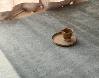 Hand Tufted Wool Rug, Minimalist Modern Blue Grey Carpet, Soft Area Rug