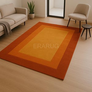 Modern Orange Area Rug – Geometric Color Block Carpet for Living Room, Bedroom & Minimalist Home Décor