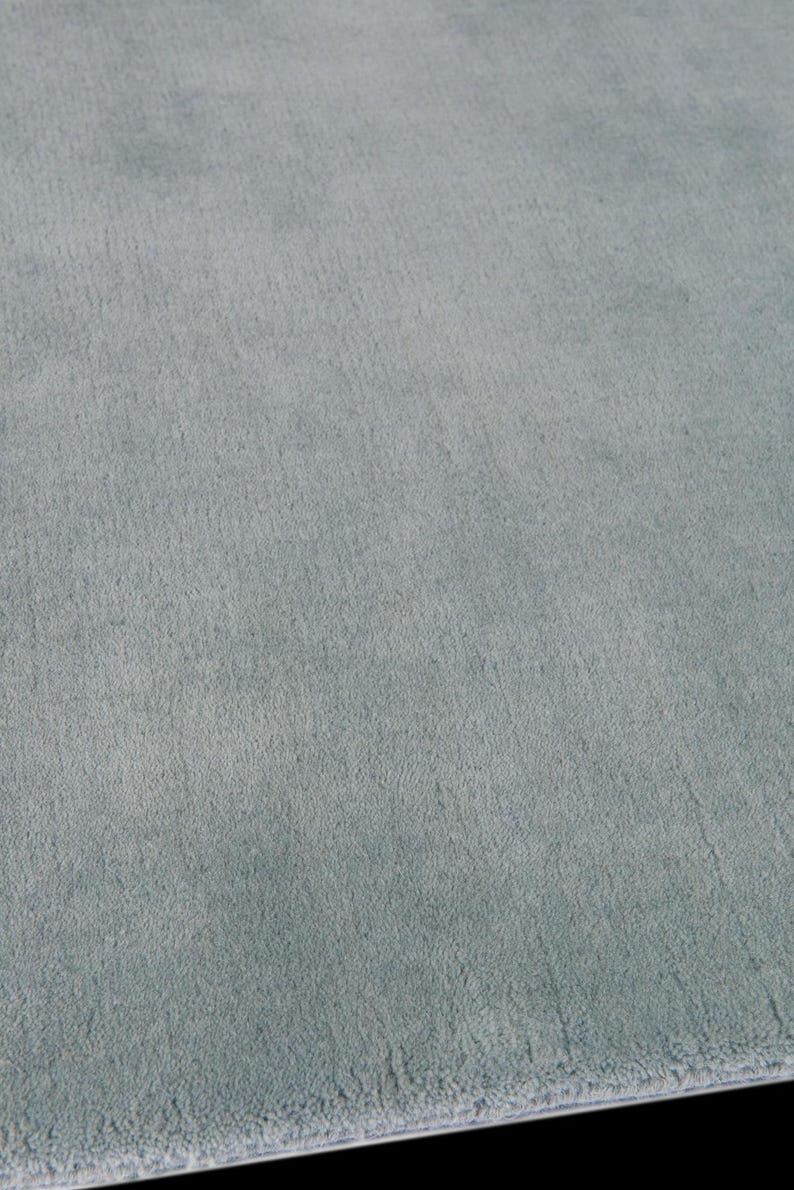 Handmade NK Blue Solid New Zealand Wool Rug – Plush, Durable Area Carpet image 2