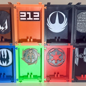 Star Wars 3D Printed Display Case | LEGO Minifigure Stand | Modular Collectible Holder Jedi Sith Mandalorian Empire Clone