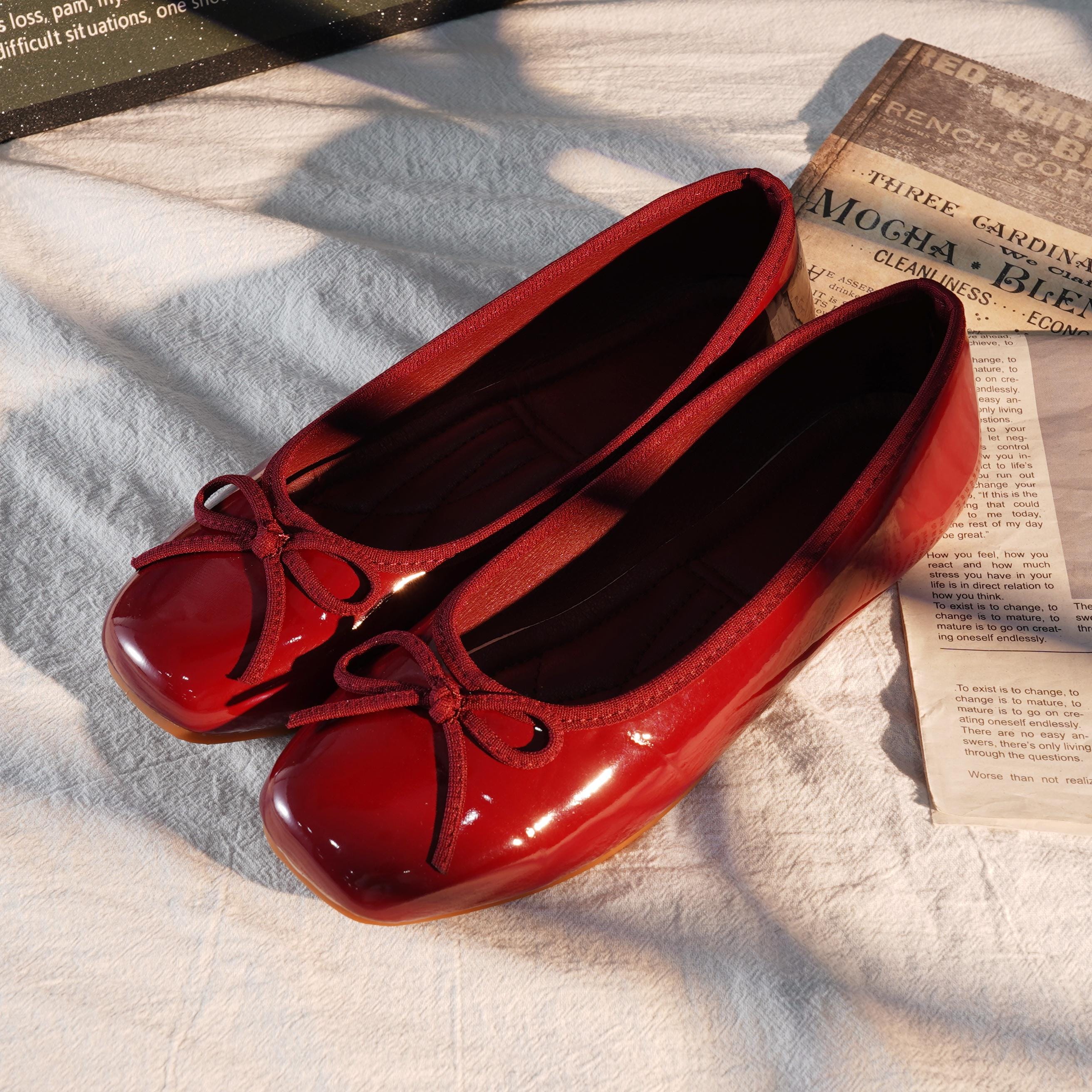 Low Heel Red Shoes - Etsy
