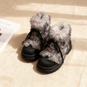 Y2k Fluffy Boots - Etsy