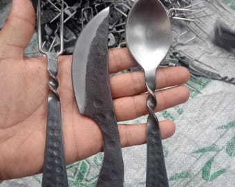 Hand Forged Medieval Viking Cutlery Set Norse Style Kitchen Utensils Kitchen Tools Dining Chef