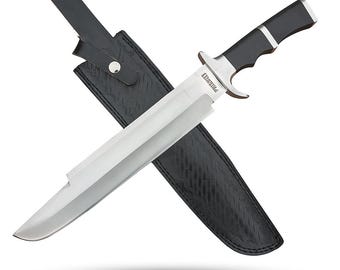 Handmade Predator Bowie Knife D2  Steel Replica with Leather Sheath
