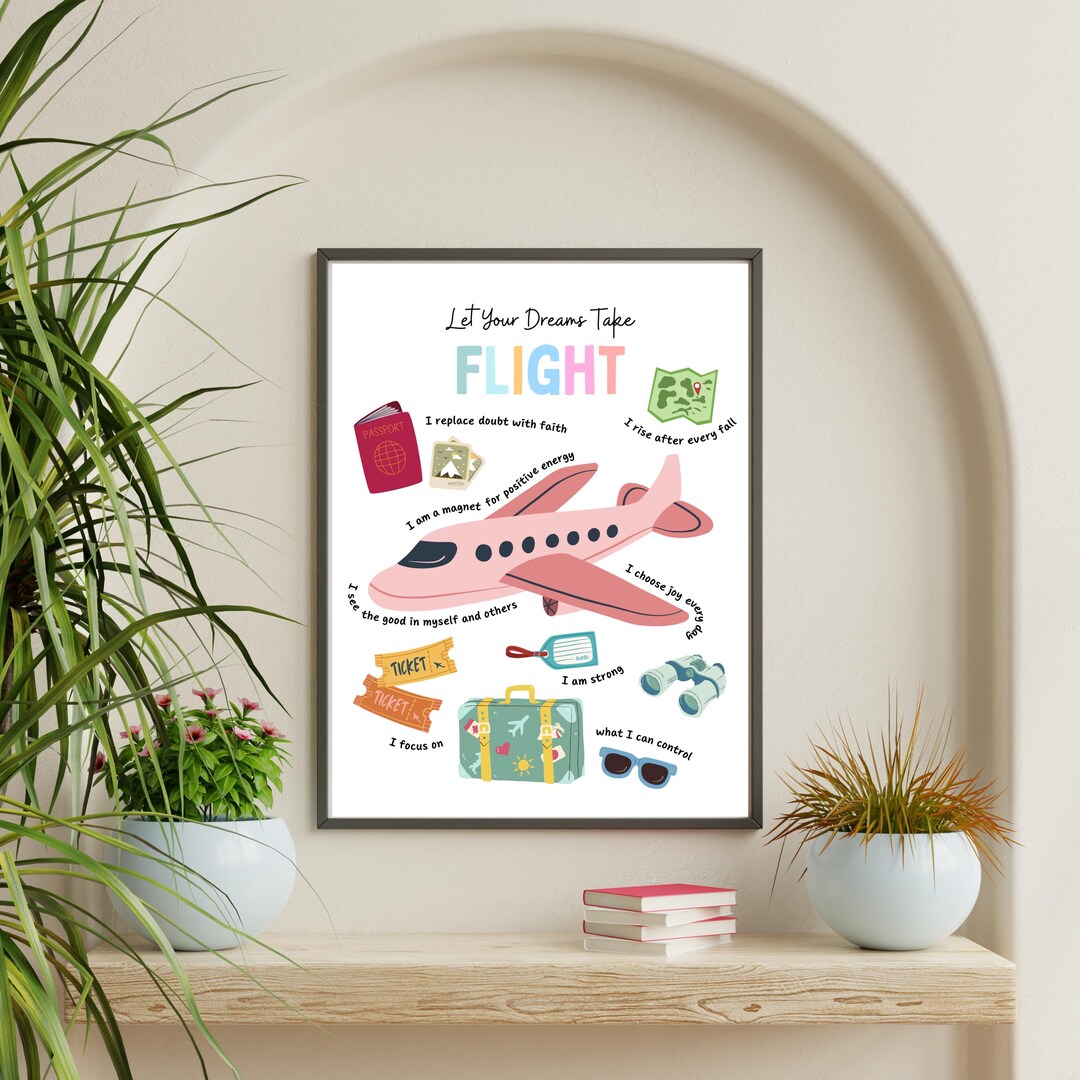 Let Your Dreams Take Flight Poster, Motivational Wall Art, Positive ...