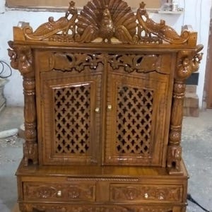 Wooden Temple Hindu mandir temple alter spiritual gift teak wood traditional carving pooja mandir home Temple