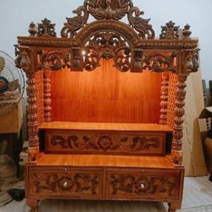 Hindu mandir temple alter spiritual gift teak wood traditional carving pooja mandir home Temple Wooden Temple handmade