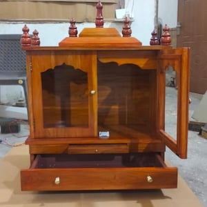 Templo indio de madera libre de impuestos con cajones para pooja en casa