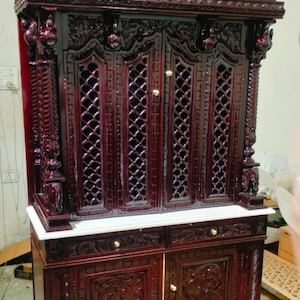 Duty Free, Hindu Pooja Mandir with Doors | Handmade Temple with Drawers