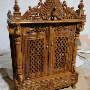 Templo de madera libre de impuestos para el hogar / Unidad de Pooja hecha a mano