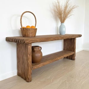 Antique console table rustic reclaimed solid wood carved table furniture minimalist decor home