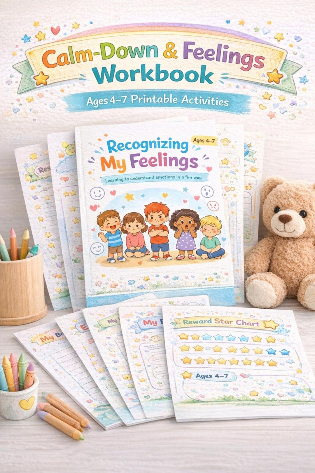 Emotional Regulation Printable Workbook for Kids Ages 4-7 | Feelings ...