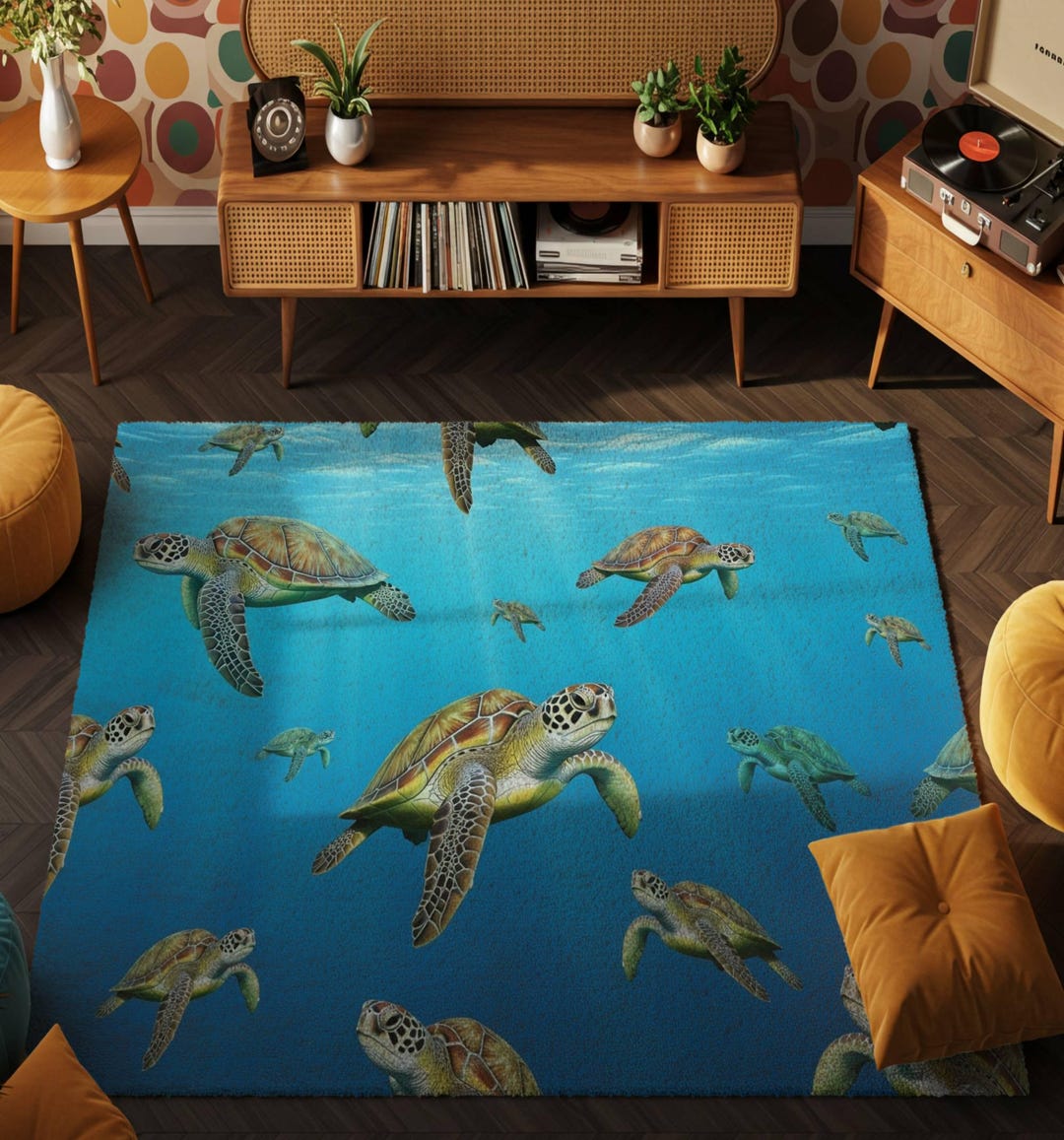 Sea Turtle Area Rug: Ocean Theme Carpet for Coastal Beach Home Decor - Etsy