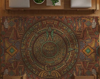 Azteken Kalender: Teppich für Wohnzimmer, Schlafzimmer