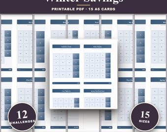 Winter Savings Challenge Printable | 12 A6 Colour-In Cards
