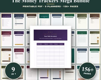 Money Tracker Mega Bundle Printable | 9 in 1 | Debt Payoff, Mortgage, Bill, Expense, Subscription, Net Worth Tracker | A4 US Letter