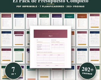 Pack Presupuesto Completo Imprimible | 7 en 1 Presupuesto Mensual