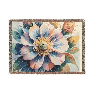 Floral Tapestry Throw Blanket: 100% Cotton Woven Boho Decor