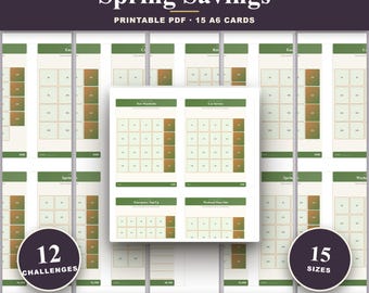 Spring Savings Challenge Printable | 12 A6 Colour-In Cards