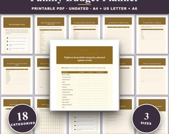 Family Budget Planner Printable | Monthly Household Budget & Bill Tracker