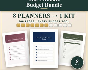 Budget Planner Bundle Printable | 8 in 1 Monthly Weekly Paycheck Debt Savings