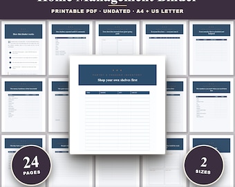 Home Management Binder Printable | Cleaning Schedule, Chore Chart, Bill Tracker, Meal Planner, Home Maintenance | A4 US Letter PDF