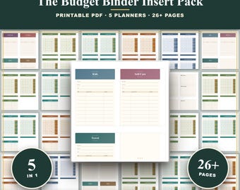 Printable Budget Binder Inserts | 5 in 1 | 102 A6 Cards, Cash Envelope Labels, Seasonal Savings Challenges | A4 US Letter PDF