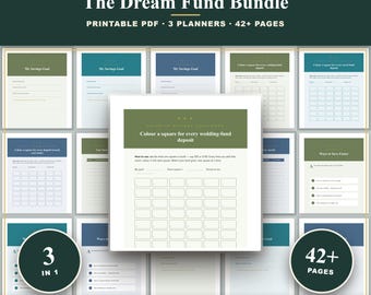 Savings Goal Tracker Bundle Printable | 3 in 1 Wedding House Travel Fund