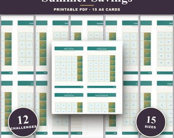 Summer Savings Challenge Printable | 12 A6 Colour-In Cards