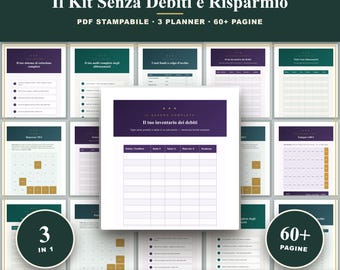 Kit Senza Debiti da Stampare | 3 in 1 | Estinzione Debiti, Abbonamenti, Risparmio | Valanga | A4 US Letter A6 PDF