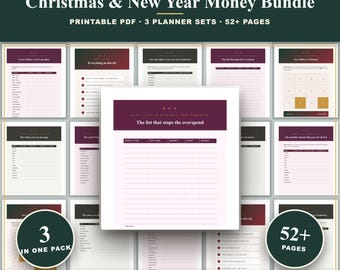 Christmas and New Year Budget Bundle Printable | 3 in 1 Holiday Money Set | Christmas Planner | Christmas Savings Challenge Tracker PDF