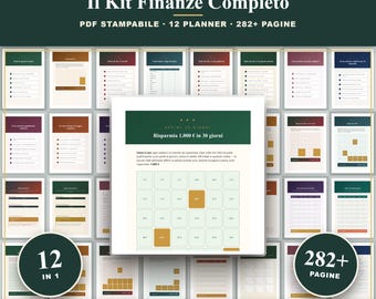 Kit Finanze Completo da Stampare | 12 in 1 | Budget Mensile, Risparmio, Kakeibo, Metodo Buste, Debiti | A4 US Letter PDF