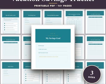 Vacation Savings Tracker Printable | Colour-In Travel Fund Challenge | Sinking Funds Tracker | Travel Savings Goal Chart PDF