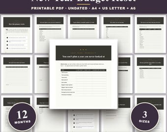 New Year Budget Reset Planner Printable | Yearly Budget & Money Goals | Monthly Budget Tracker | Yearly Expense Tracker Planner PDF