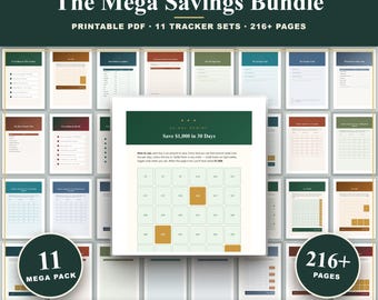 Savings Tracker Mega Bundle Printable | 11 in 1 Colour-In Money Saving Pack